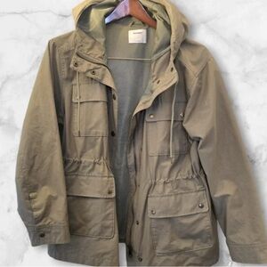 Light Olive Hooded Anorak Jacket